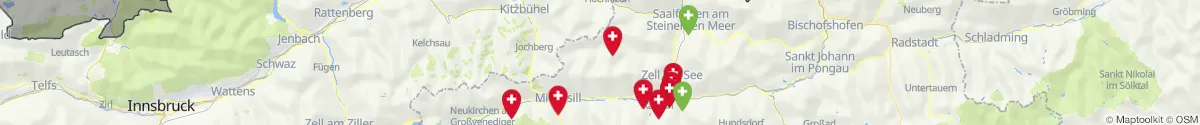 Kartenansicht für Apotheken-Notdienste in der Nähe von Bramberg am Wildkogel (Zell am See, Salzburg)